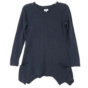 LOGO Lori Goldstein XS Black Cotton Sharkbite Tunic